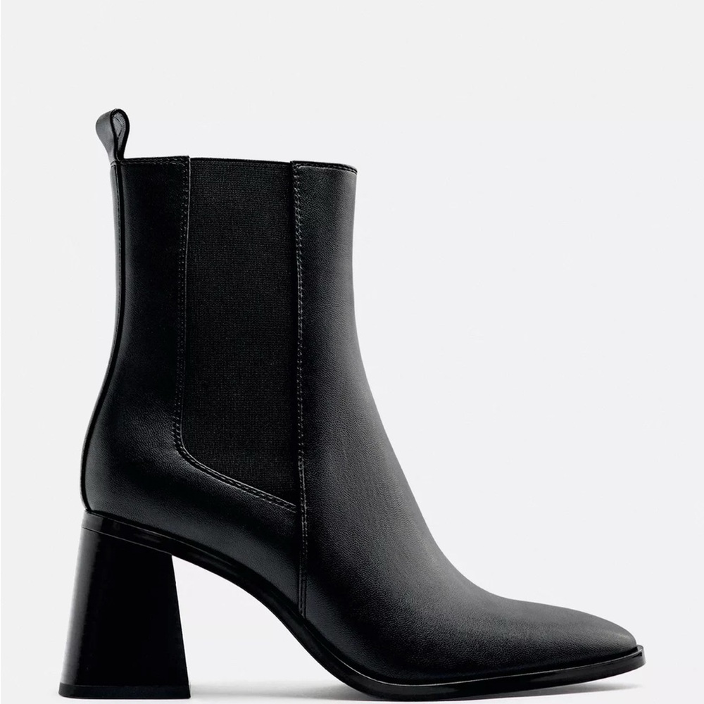 Zara Black Geometric Heeled Boots